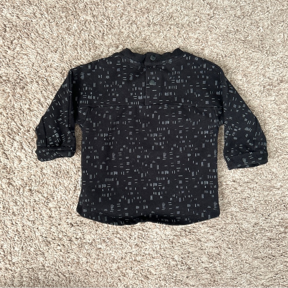 Miles Baby Kids Black White Dash Print Long Sleeve Pocket Tee Shirt 6M - Picture 5 of 9